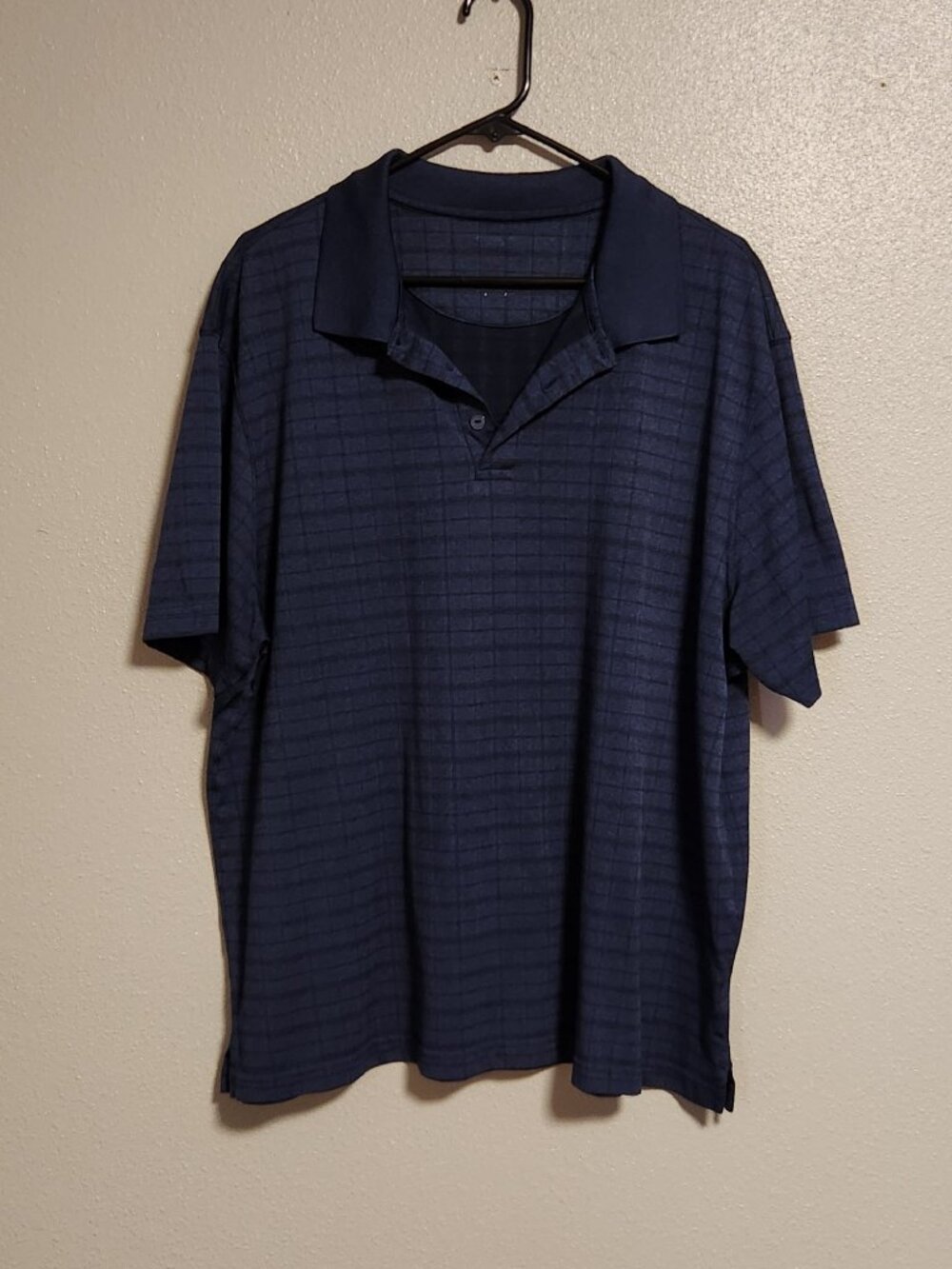 Haggar Men's XL Cool 18 Performance Collar Polo Dark Blue Excellent Cond Golf